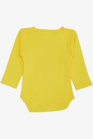 Breeze Erkek Bebek Çıtçıtlı Zıbın Body Mutlu Dinozor Baskılı 9 Ay-3 Yaş, Sarı Sarı