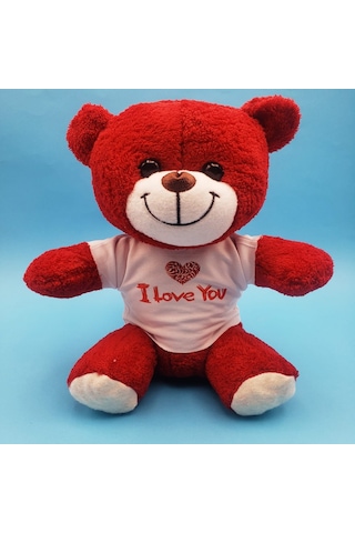 Özel Üretim Anlamlı Hatıra Sevgi Dolu Kırmızı I Love You Tişörtlü Peluş Ayıcık Çok Renkli