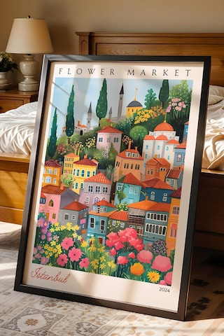 İstanbul Türkiye Çerçeveli Tablo Seyahat Severlere Salon Ve Ofis İçin Estetik Duvar Dekoru Travel Flower Market