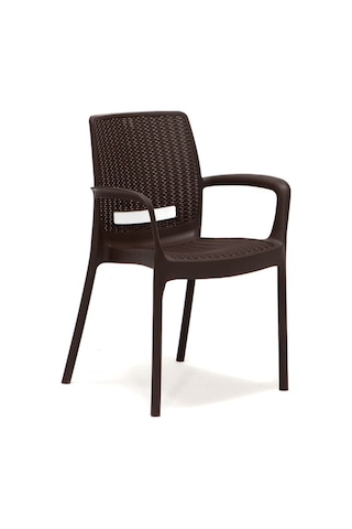 Rattan Small Lüx Camlı Kahve Masa Takımı Bahçe&balkon 1 Camlı Masa 4 Sandalye Kahverengi