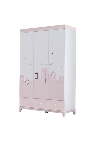 Gardırop, City Montessori Çocuk Odası, City 3 Kapaklı Dolap Pembe