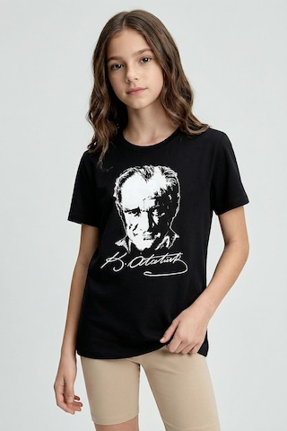 Tommy Life Siyah Atatürk Baskılı Unisex T-shirt - 11332