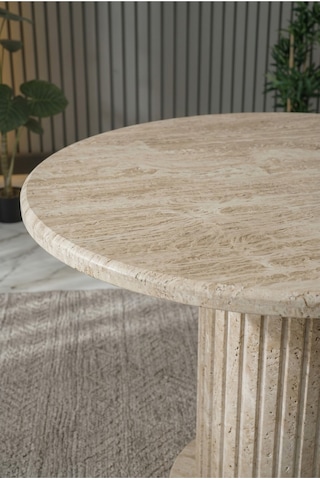 Aura Yuvarlak Bohem 90x90 Mebran Mdf Masa Masa Fiyatıdır Bej Bej
