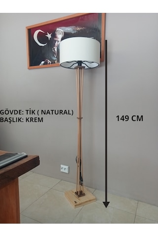 Ahşap Ayaklı Lambader Naturel- Krem-ekru Başlık