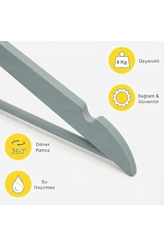 Orret Home 6 Adet Ahşap Görünümlü 360 Döner Plastik Elbise Askısı / Esnek Ve Dayanıklı Mont Kaban Askısı / Çok Renkli