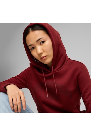 Puma Ess Logo Lab Kadın Bordo Kapüşonlu Hoodie Bordo