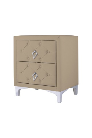 Ruby 2 Çekmeceli Komodin-silver Model Kapitoneli Yatak Odası Iki Çekmeceli Komodin&şifonyer Modeli Bej