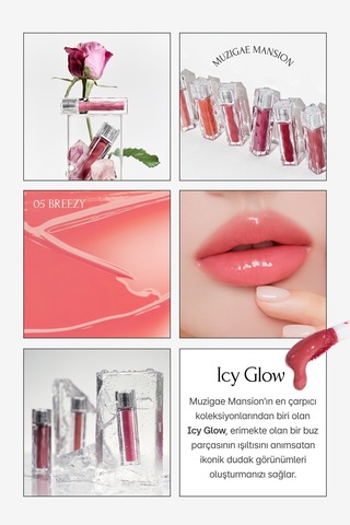 Muzıgae Mansıon Uzun Süre Parlak Görünüm Sunan Lip Gloss Icy Glow 05 Breezy