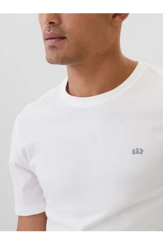 Gap 502022001 V-frch Everyday Soft Micro Logo Crew Erkek Tişört Beyaz