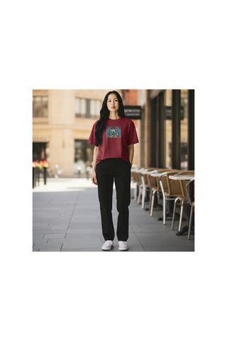 Urbantrendstore Unisex Sonsuza Kadar Funny Eğlenceli Oversize Fit Rahat Geniş Salaş T-shirt Günlük Tişört Bordo