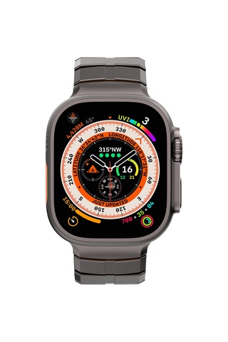 Watch 10 46mm Uyumlu Mohseven İwatch Titancore No.1 Metal Kordon Siyah - Turuncu