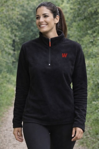 Walke Premium Kadın Yarım Fermuarlı Outdoor Spor Polar Ceket Siyah