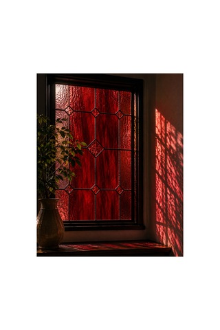 Dekoratif Vitray Cam Yakut Kırmızısı Damarlı 21x29,7 Cm
