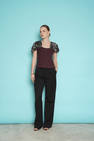 Verymoda Omuz Dantel Detaylı Kayık Yaka Bluz D2994 Kahve