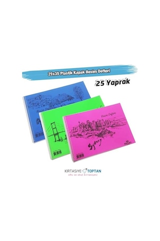 Single Color Plastik Kapak Resim Defteri 25 35