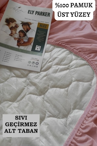 Ely Parker Alez Sıvı Geçirmez Pamuk Kapitoneli Fitted Çift Kişilik Tek Kişilik Bebek Alezi ELYMKRKAPFIT00 Pembe