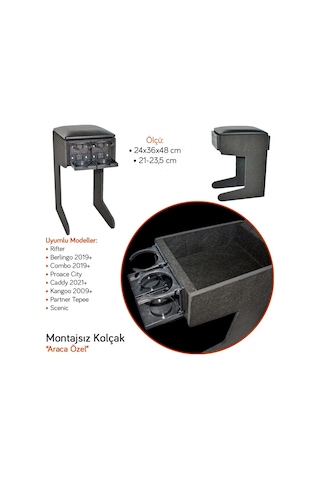 Rifter/berlingo 19+/combo 19+/kangoo 09+/caddy 21+/partner Tepee/scenic Montajsız Kolçak 13