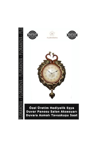 Özel Üretim Hediyelik Eşya Duvar Panosu Salon Aksesuarı Duvara Asmalı Tavuskuşu Saat Diğer