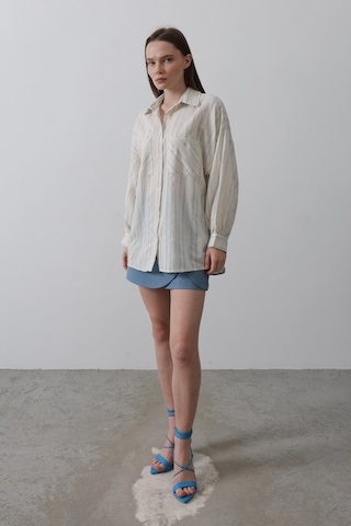 Gömlek - Bej Mavi Karışık