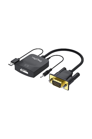 Veggieg Vga To Hdmı Full Hd 1080p 60hz Aux Ses Destekli Usb Beslemeli Çevirici Dönüştürücü Adaptör