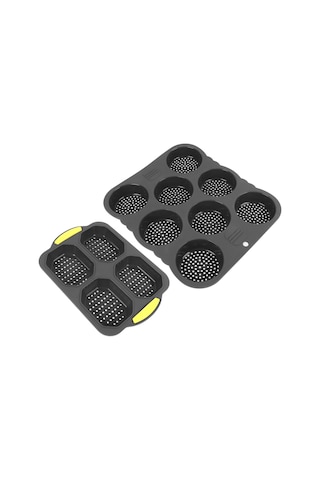 Shineyee Silikon Fırın Kalıbı Seti: 4 Lü Baguette Ve 8 Lü Hamburger Formu - Isı Dayanıklı, Kuru Dış Yumuşak İç, Kolay Temizleme Diğer