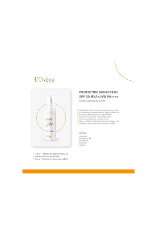 Lovena De Paris Protective Sunscreen Koruyucu Güneş Kremi SPF50 100 ML