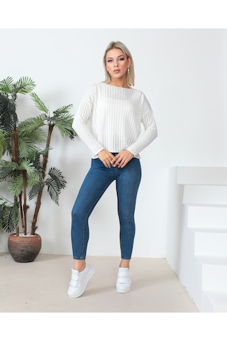 Uzun Kollu Ajurlu Bluz 23aj0021-beyaz Beyaz