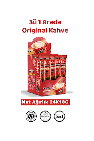 3 Ü 1 Arada Orijinal Hazır Kahve 24 Lü 18g Granül