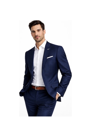 Suitmen Erkek Silim Çift Yırtmaçlı Takım Elbise Bgl-st05568 Lacivert