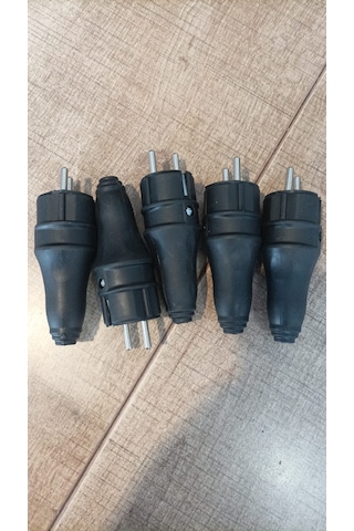 15 Adet Kauçuk Erkek Fiş Siyah Renk 16 Amper