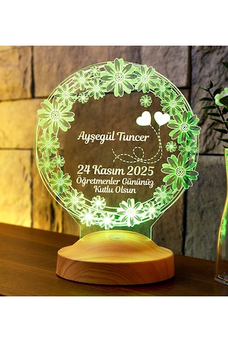 Öğretmene Hediye Papatya LED Lamba - Kişiye Özel Öğretmenler Günü ve Mezuniyet Hatırası Hediyesi