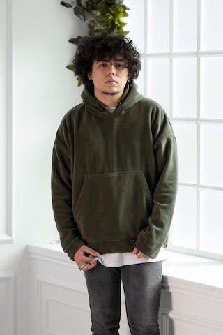 Kapşonlu Oversize Polar Erkek Sweatshirt 001