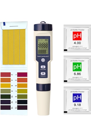 5'i 1 Arada Profesyonel Çok Parametreli Kombo Test Cihazı Ph/ec/tds/tuzluluk/termometre Dijital Çok Fonksiyonlu Test Cihazı Su Kalitesi Test Cihazı