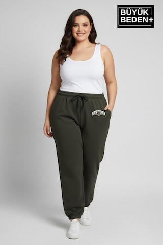 Süperlife Kadın Büyük Beden New York Paça Lastikli Rahat Kesim Jogger İnce Eşofman Altı Spr26beak951-5 Mavi