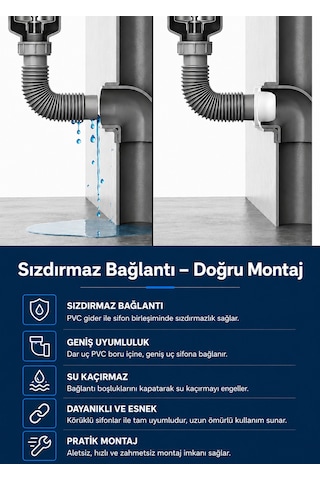Adaptör Conta Lavabo Sifon Gider Bağlantı Contası 50'lik Pimaş Pvc Sızdırmazlık Koku Önleyici 1 Adet