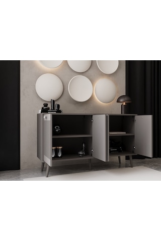 Melura Konsol 160 Cm %100 Mdf Lake Ahşap Ayaklı Gri