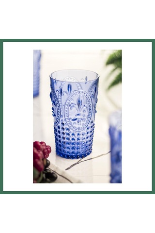 En-cag Akrilik Mavi Tekli Uzun Bardak & Su Meşrubat Bardağı 750 Ml Büyük Boy & Cam Değildir Bss