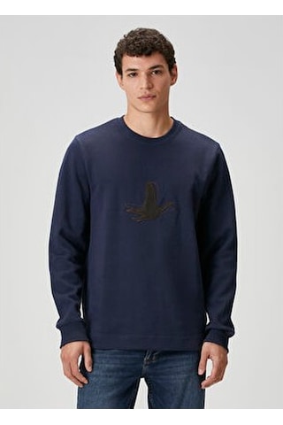 Beymen Club Lacivert Logo Detaylı Uzun Kollu T-shirt Lacivert