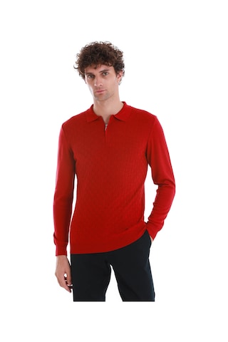 Hatemoğlu Kırmızı Regular Fit Jakarlı Polo Yaka Yünlü Triko Kazak 34202023a003 017 Kırmızı