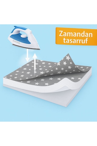 Ütü Masası Kılıfı Keçeli Gri Yıldızlı Desen Battal Boy Xxl Pamuklu Yanmaz Üretim Gri - Beyaz