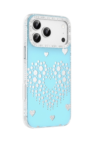 Maks Technology Apple Uyumlu iPhone 18 Pro Max Kılıf Damla Taşlı Mkst Rivas Sert Pc Kapak - Mavi
