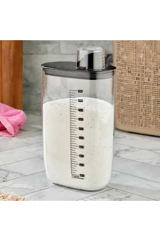 Geçirmez Vakumlu Deterjan Saklama Kabı - Kendinden Ölçekli Vakum Kapaklı Deterjanlık 2100 Ml Çok Renkli