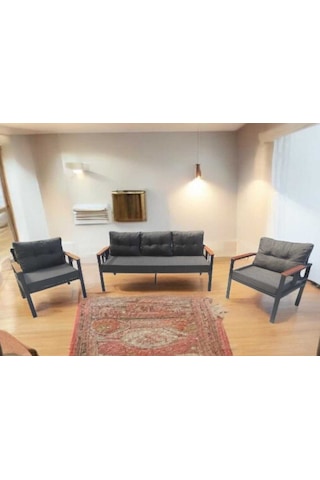 Pimango Pi Elize Bahçe Ve Balkon Mobilyası 3+1+1 Antrasit