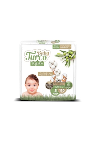 Baby Turco Doğadan Bebek Bezi 5 Numara Junior Aylık Fırsat Paketi 120 Adet