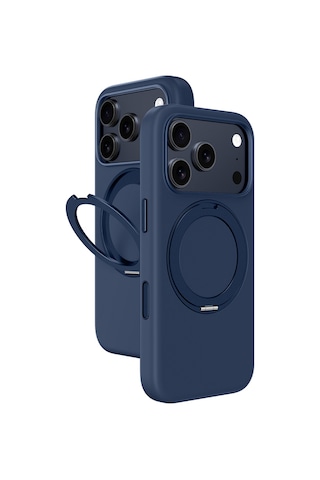Apple Uyumlu iPhone 17 Pro Max Amazingthing Cloudie Magspin 360 Derece Standlı M-safe Kılıf Mavi Mavi