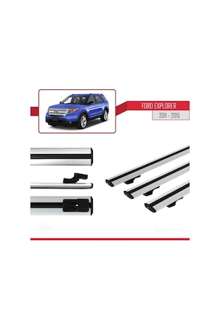 Ford Explorer 2011-2015 Arası İle Uyumlu Basic Model Ara Atkı Tavan Barı Gri 3 Adet