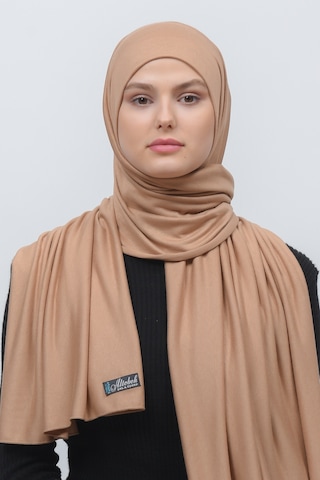 Altobeh Tesettür Kadın Düz Renk Penye Şal Hijab - Koyu Bej