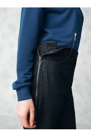 Lcw Limitless İndigo Kolay Giyilebilir Beli Fermuarlı Straight Fit Kadın Jean Pantolon