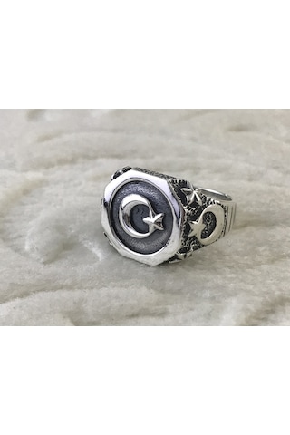 Türk Bayraklı 925 Ayar Gümüş Erkek Yüzük