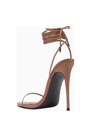 Femme La Luce Minimale Vegan Deri, 120mm Bilekten Bağlı Topuklu Sandalet Kahverengi
